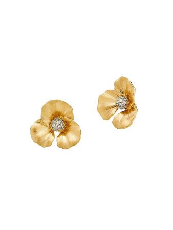 Syna Jardin 18K Gold & Diamond Flower Earrings