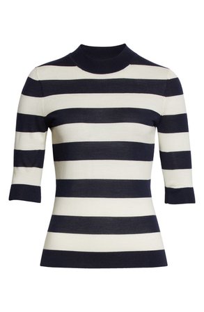 BOSS Faleena Stripe Wool Mock Neck Sweater | Nordstrom