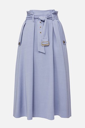 Midi skirt with pleats and metal buckle