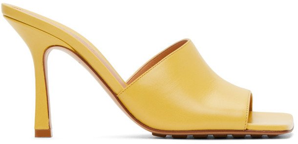 Yellow Stretch Heeled Sandals