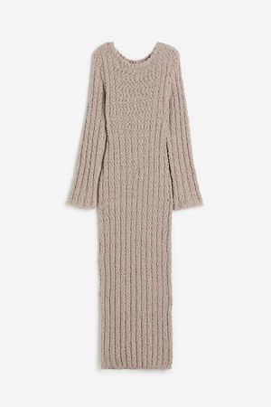 Bouclé-knit Bodycon Dress - Taupe - Ladies | H&M US