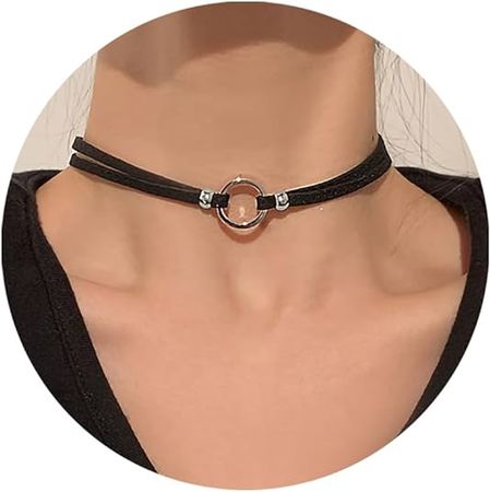 Amazon.com: Fesciory Black Choker Necklaces for Women, Adjustable Layered Velvet Leather Lace Choker Collar Necklace, Goth Jewelry Gifts for Girls(Circle): Clothing, Shoes & Jewelry