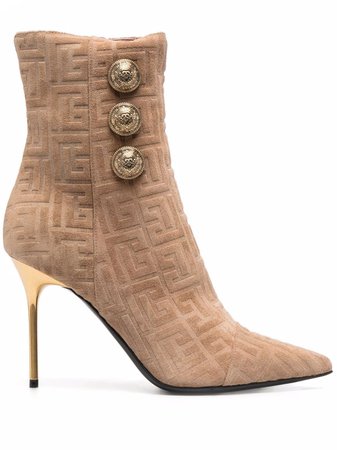 Shop Balmain monogram debossed ankle boots with Express Delivery - FARFETCH
