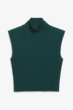 Cropped turtleneck - Dark green - Knitted tops - Monki WW