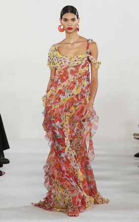 Ruffled Silk Chiffon Maxi Dress By Carolina Herrera | Moda Operandi