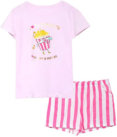 Amazon.com: Beezizac Pajamas for Girls – Sleep Under The Stars Theme Sleepover/Sleepaway Camp PJS Set 100% Cotton Kids Summer Tween Clothes Size 14: Clothing