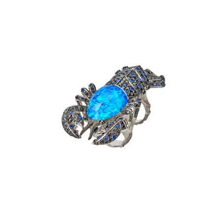 Blue Lobster Crystal Haze Ring | No Regrets