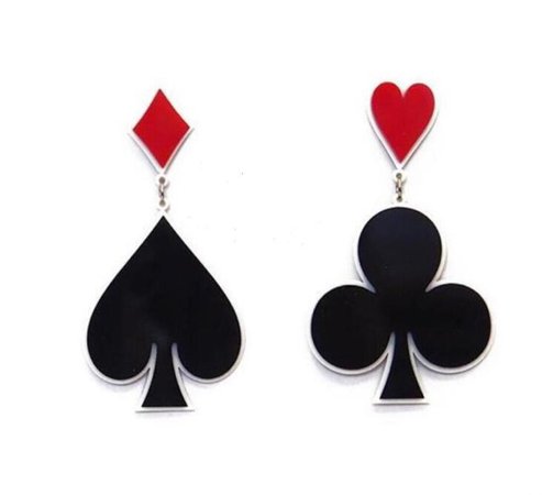 US $1.58 |Fashion jewelry super large acrylic poker playing cards club heart spade earring-in Stud Earrings from Jewelry