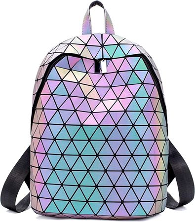 Amazon.com | Geometric Backpack Luminous Backpacks Holographic Reflective Bag Lumikay Bags Irredescent Rucksack Rainbow 02 | Casual Daypacks