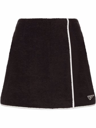 Shop Prada logo-plaque terry-cloth skirt with Express Delivery - FARFETCH