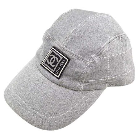 CHANEL CC Logo Light Gray Nylon Cotton Sport Line Men's Women's Baseball Cap Hat For Sale at 1stDibs