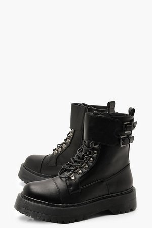 Chunky Lace Up Hiker Boots | boohoo