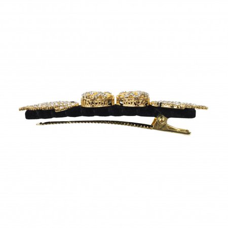 David Charles Jeweled Golden Corals Hair Clip in Black - BAMBINIFASHION.COM