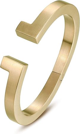 Amazon.com: Kaydenana Cuff Bracelet for Women Spring-Clasp Design Couples Bangle Polished Finish Stainless Steel Metal Gold Silver Rose Gold Plated Chunky Jewelry Gifts for Girls(Women,Gold) : Clothing, Shoes & Jewelry