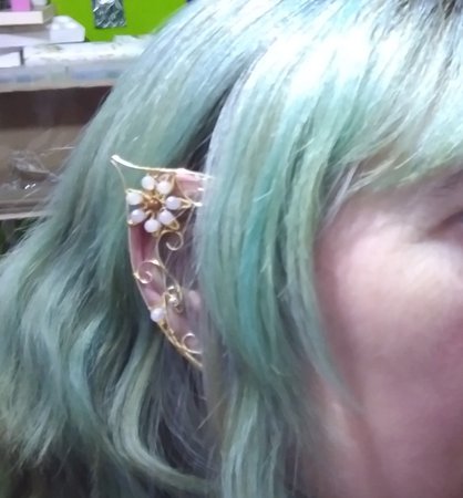 Golden Light Elf Ears Wire Elf Ears With Opalescent Beads | Etsy Greece