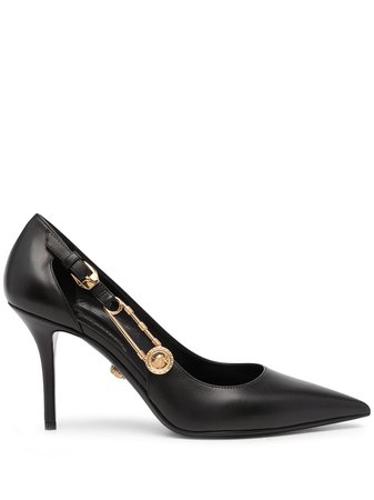 Shop Versace Medusa Safety Pin detail pointed-toe pumps with Express Delivery - FARFETCH