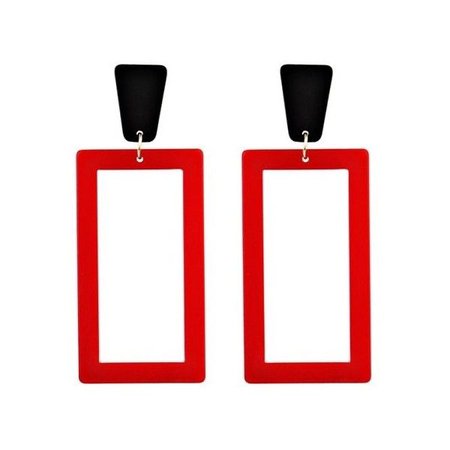 Red Two Tone Resin Geometric Drop Earrings (€2,27)