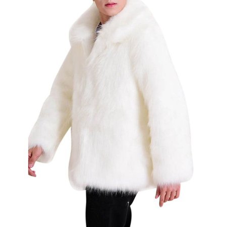 Uccdo - Men Faux Fur Coat Winter Warm Fur Jacket Luxury Long Sleeve Overcoat Parka Outerwear - Walmart.com - Walmart.com