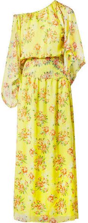 Eywasouls Malibu - Evelyn Floral-print Chiffon Maxi Dress - Yellow