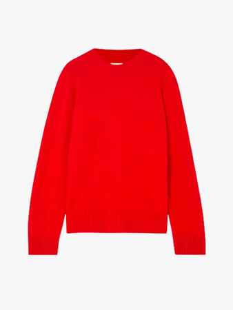 bright red pullover