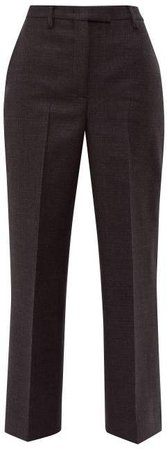 Galles Mouline Wool Blend Trousers - Womens - Dark Grey