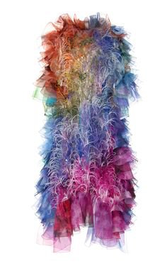 Mary K Feather And Sequin-Embellished Ruffled Organza Gown