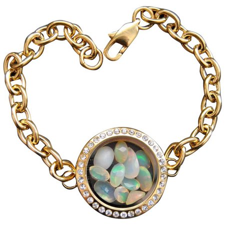 Natural Opal Loose Gems in Locket Bracelet : Travelers | Ruby Lane