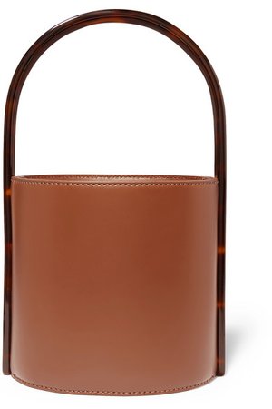 STAUD | Bissett leather and tortoiseshell acrylic bucket bag | NET-A-PORTER.COM