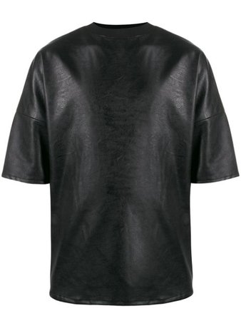 Alchemy Faux-Leather Boxy-Fit T-Shirt ALL330 Black | Farfetch