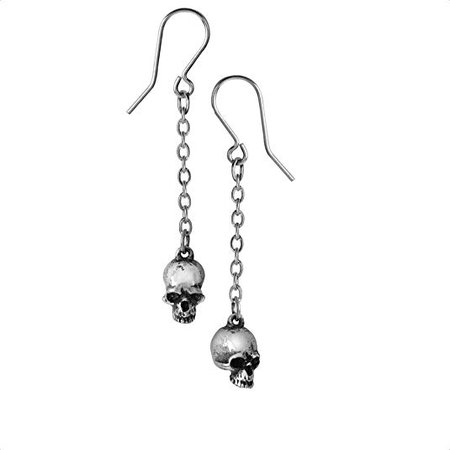 Amazon.com: Pewter Deadskull Dangle Chain Earrings: Jewelry