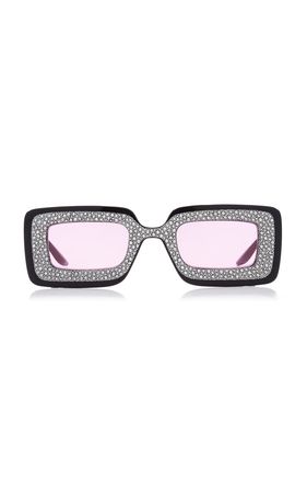 Crystal-Embellished Square-Frame Acetate Sunglasses By Gucci | Moda Operandi