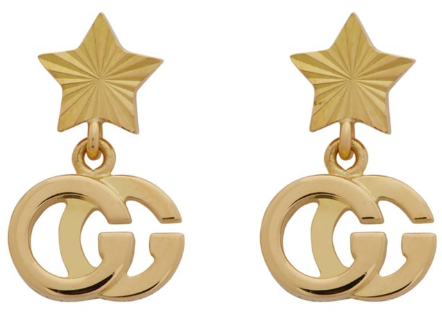 GUCCI Gold GG Running Star Pendant Earrings