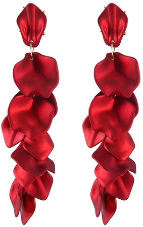 Amazon.com: Luluping Dangle Acrylic Petal Earrings – Long Drop Statement Fashion Rose Flower Earrings for Women, Hanging Resin Floral Tassel Earrings (Red Flower Earrings): Clothing