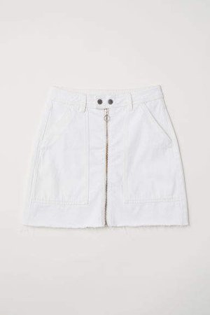 A-line Denim Skirt - White