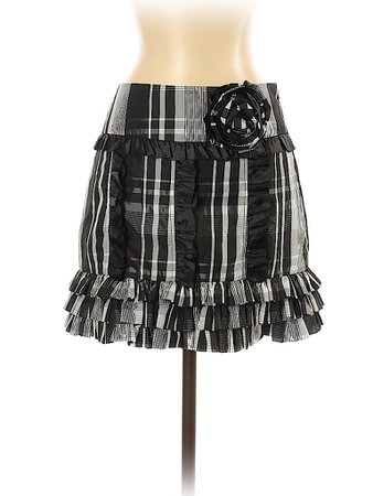 Twelve by Twelve 100% Polyester Plaid Black Casual Skirt Size S - 70% off | thredUP