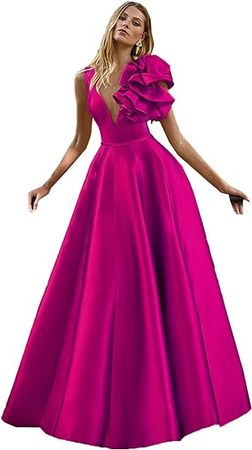 Amazon.com: MeowAhwoo Women's A Line Prom Dresses Deep V Neck Party Gowns Sleeveless Evening Dresses : Clothing, Shoes & Jewelry