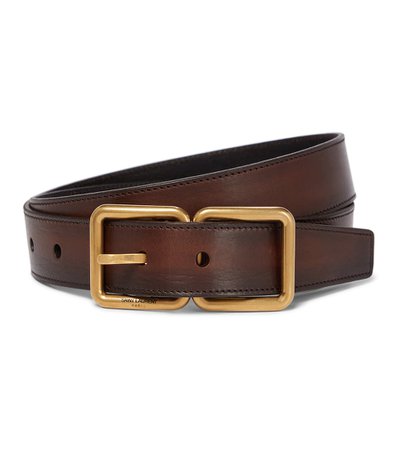 Saint Laurent - Double buckle leather belt | Mytheresa