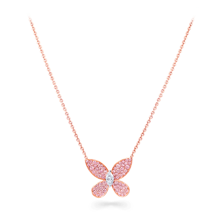 Pavé Butterfly Pendant, Pink and white diamond | Graff