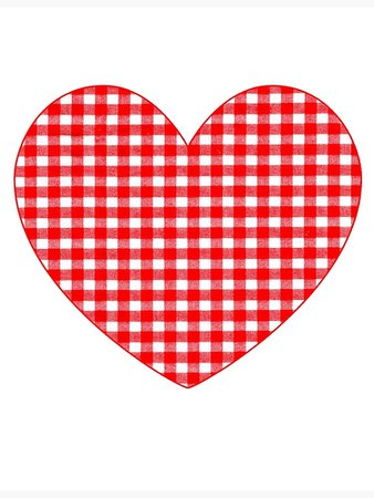 gingham heart red