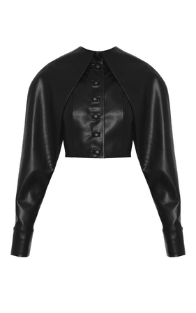 black leather short blazer
