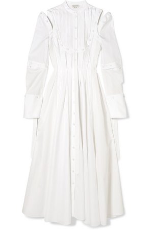 Alexander McQueen | Cutout pleated cotton-poplin dress | NET-A-PORTER.COM