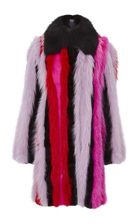 Versace Striped Fur Coat