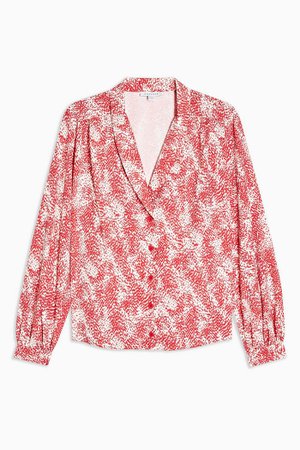 Red Animal Scallop Blouse | Topshop red