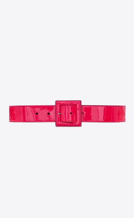 Saint Laurent PARALLEL LINES Belt With Square Covered Buckle In Fluorescent Patent Leather | YSL.com