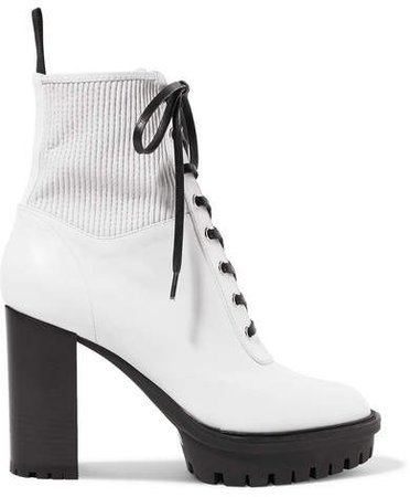90 Lace-up Leather Ankle Boots - White