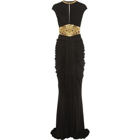 Black Gown w/ Gold Embellished Corset