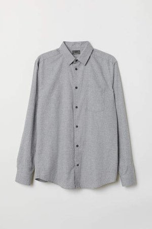 Regular Fit Flannel Shirt - Gray