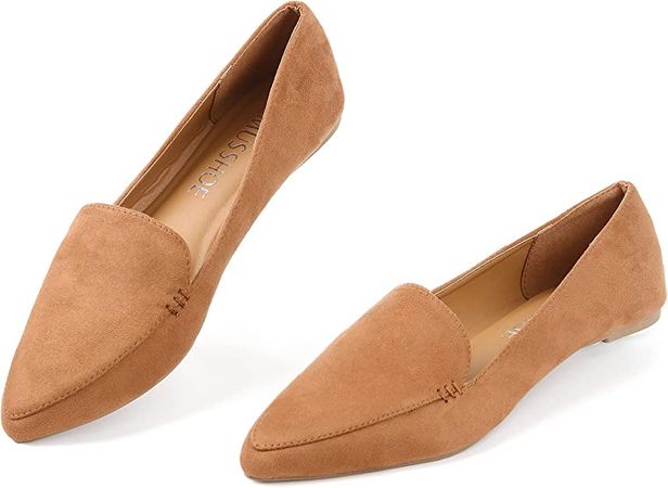 Amazon.com | MUSSHOE Loafers for Women Comfortable Pointed Toe Women's Loafers & Slip-ons Women's Flats Flats Shoes Women,Tan 8 | Loafers & Slip-Ons