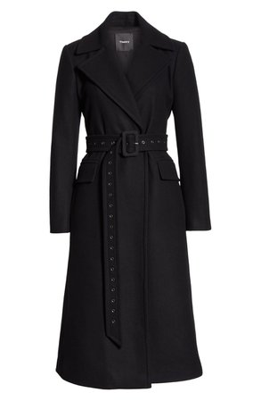 Theory Bria Belted Long Wool Blend Coat | Nordstrom