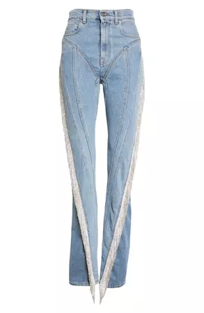 MUGLER Spiral Embellished Fringe Skinny Jeans | Nordstrom